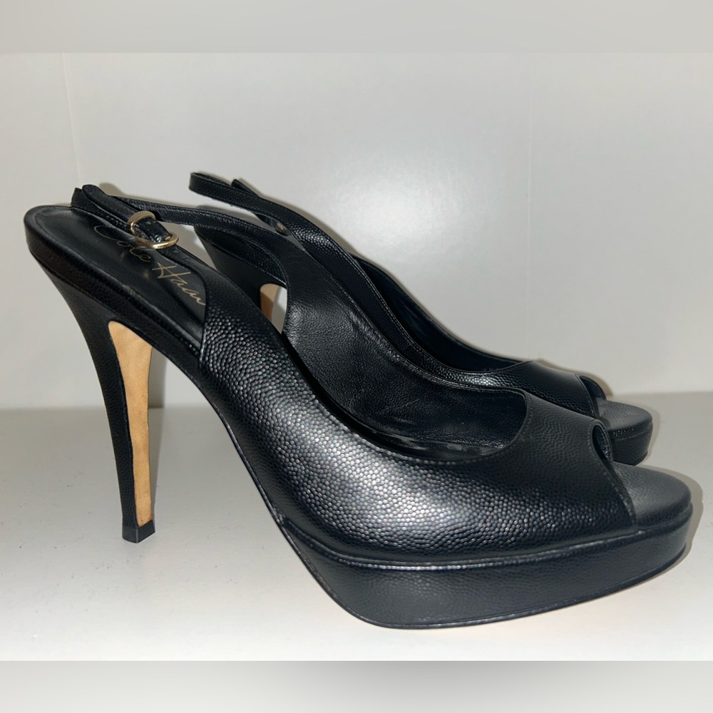 Cole Haan black peep toe heels